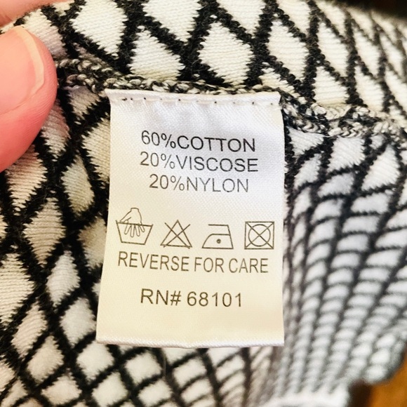 Belldini draped open front cardigan long sleeve cotton blend SZ M black white - Picture 8 of 9